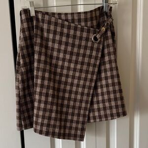 Chic Brown Plaid Mini Skirt